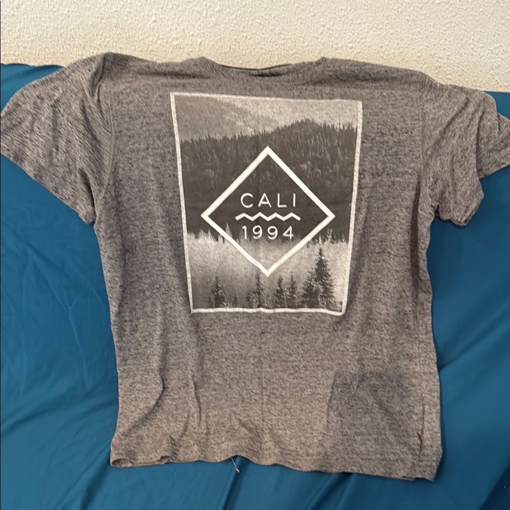 Gray Short Sleeve Graphic Tee with Nature Design
